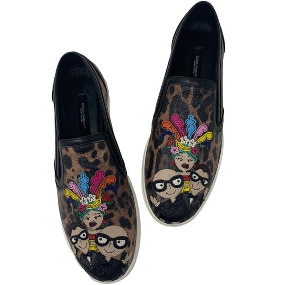 Rare New Dolce & Gabbana Leather Leopard #DGFamily Y2K Slip On Loafers Sneakers - Picture 16 of 16